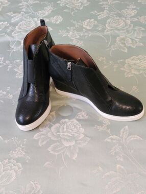 Paolo Black Perforated Wedge Sneaker Boots with White Sole